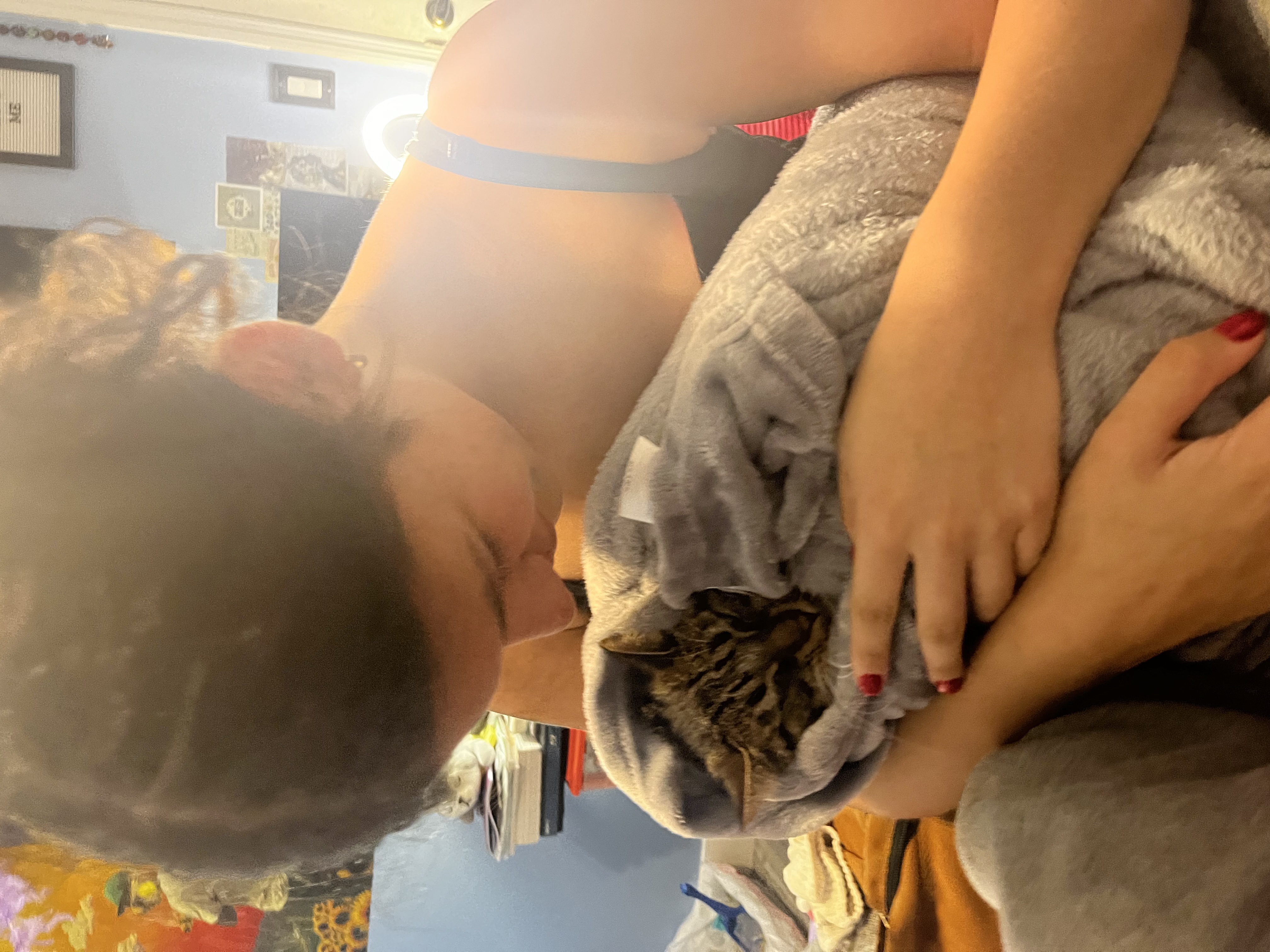 Dog with a person in a shelter setting